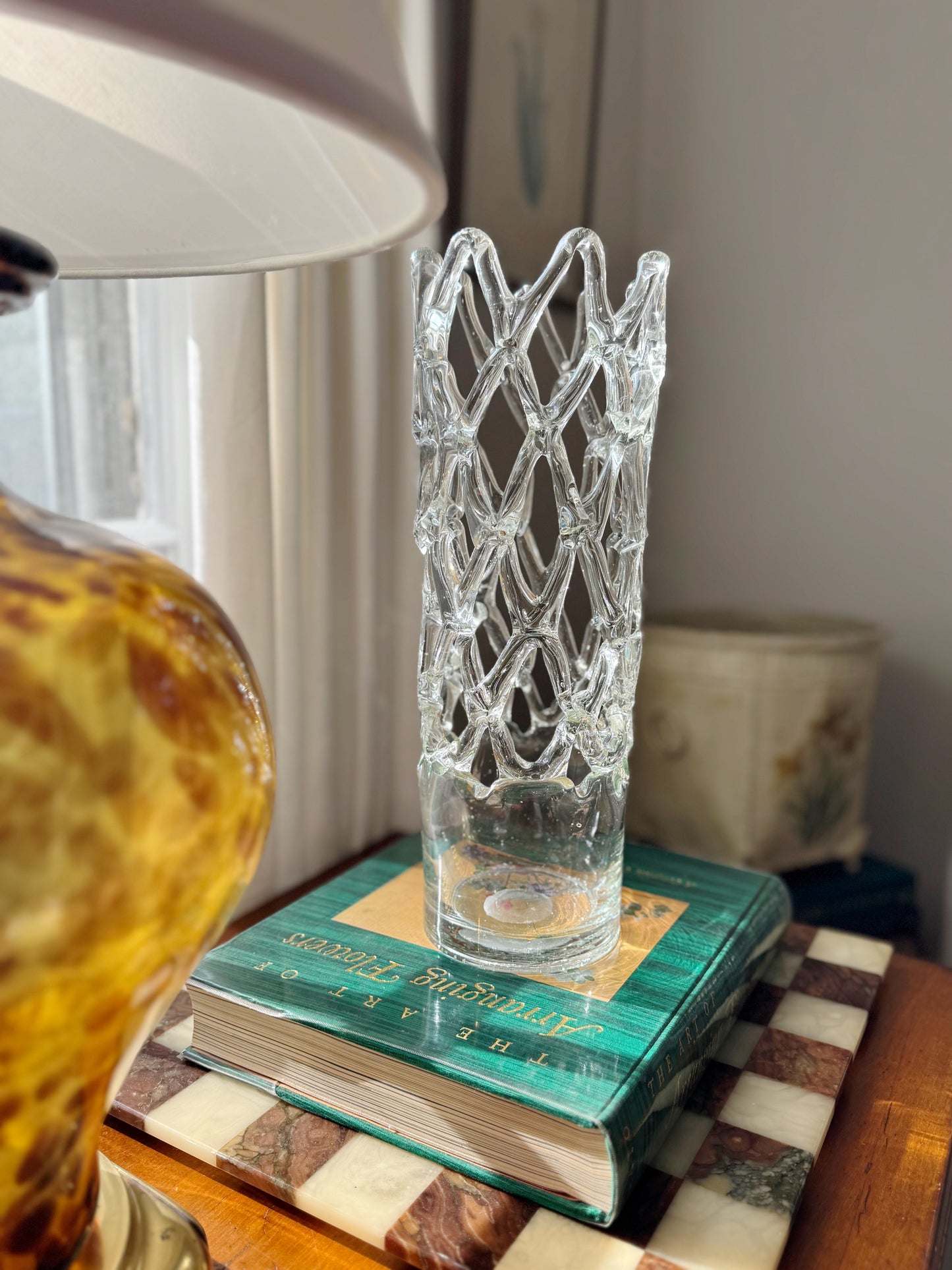 Italian Open Lattice Glass Vase