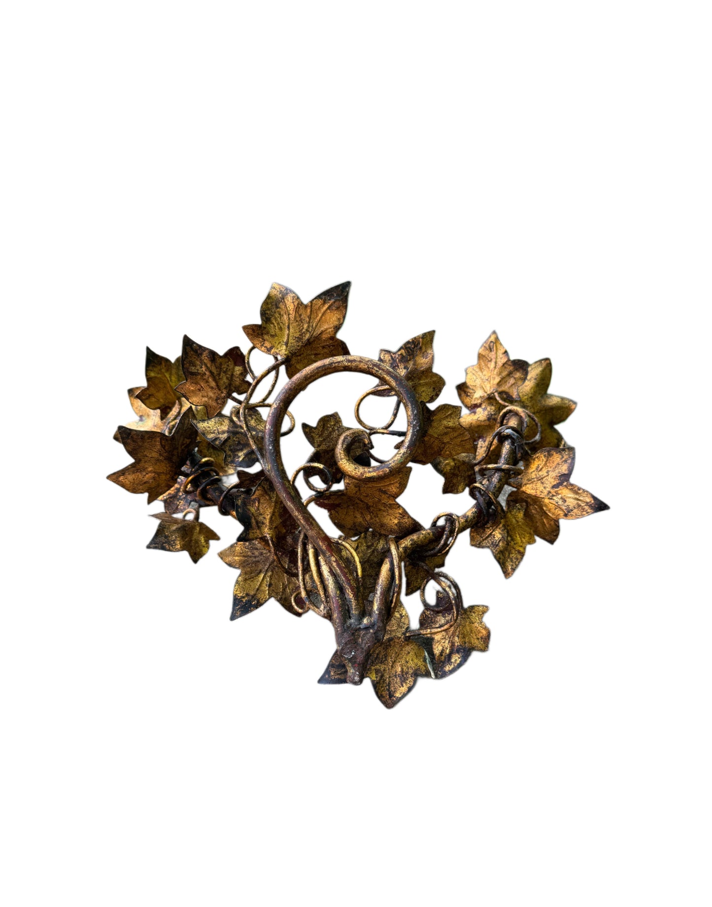 Italian Gilt Tole Leaf Candelabra, Pair