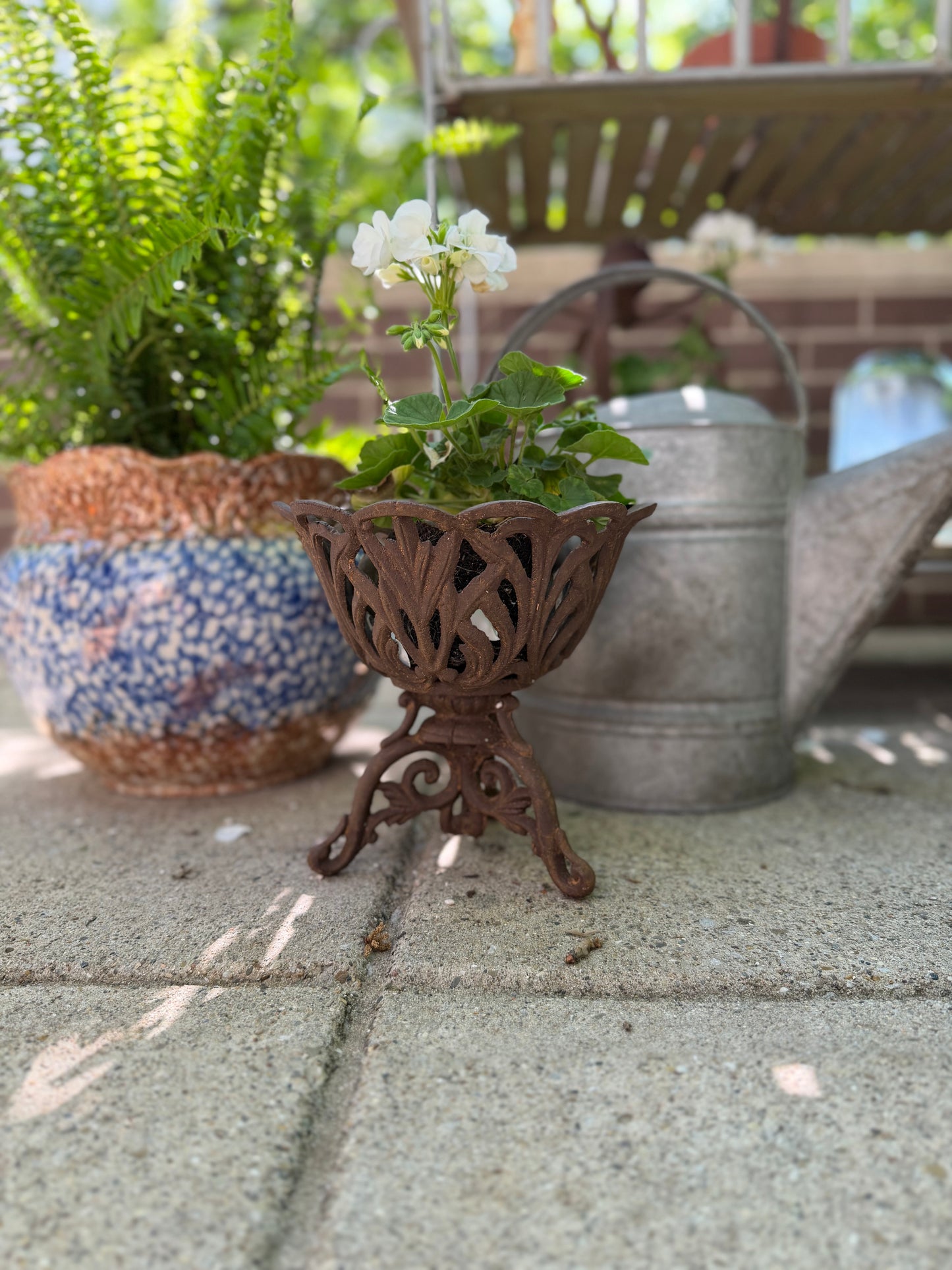 Wrought Iron Pedestal Bowl