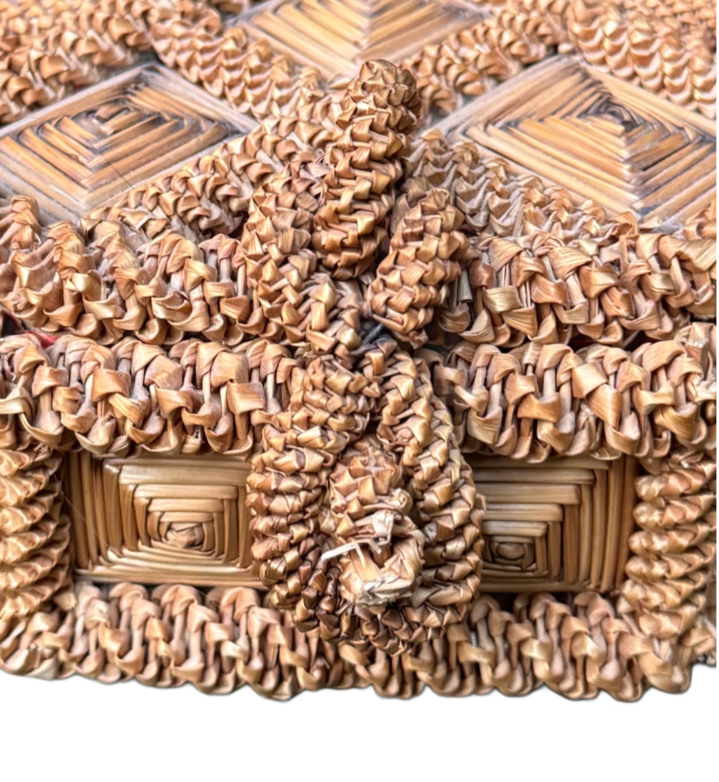 Vintage Folk Art Rattan Box