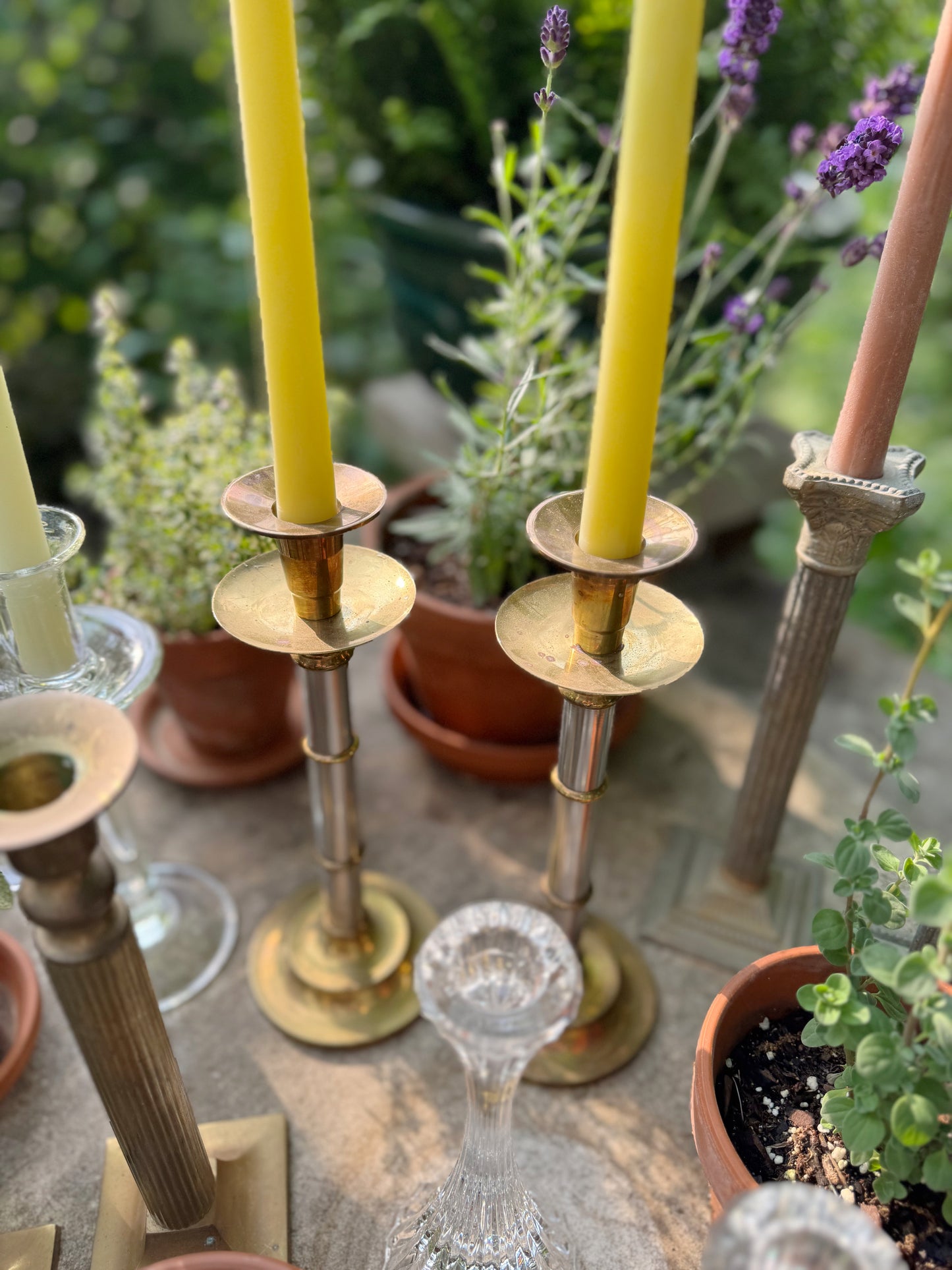 Brass & Chrome Candlestick Holders