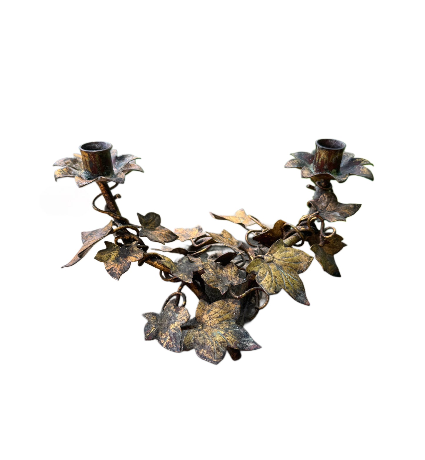 Italian Gilt Tole Leaf Candelabra, Pair