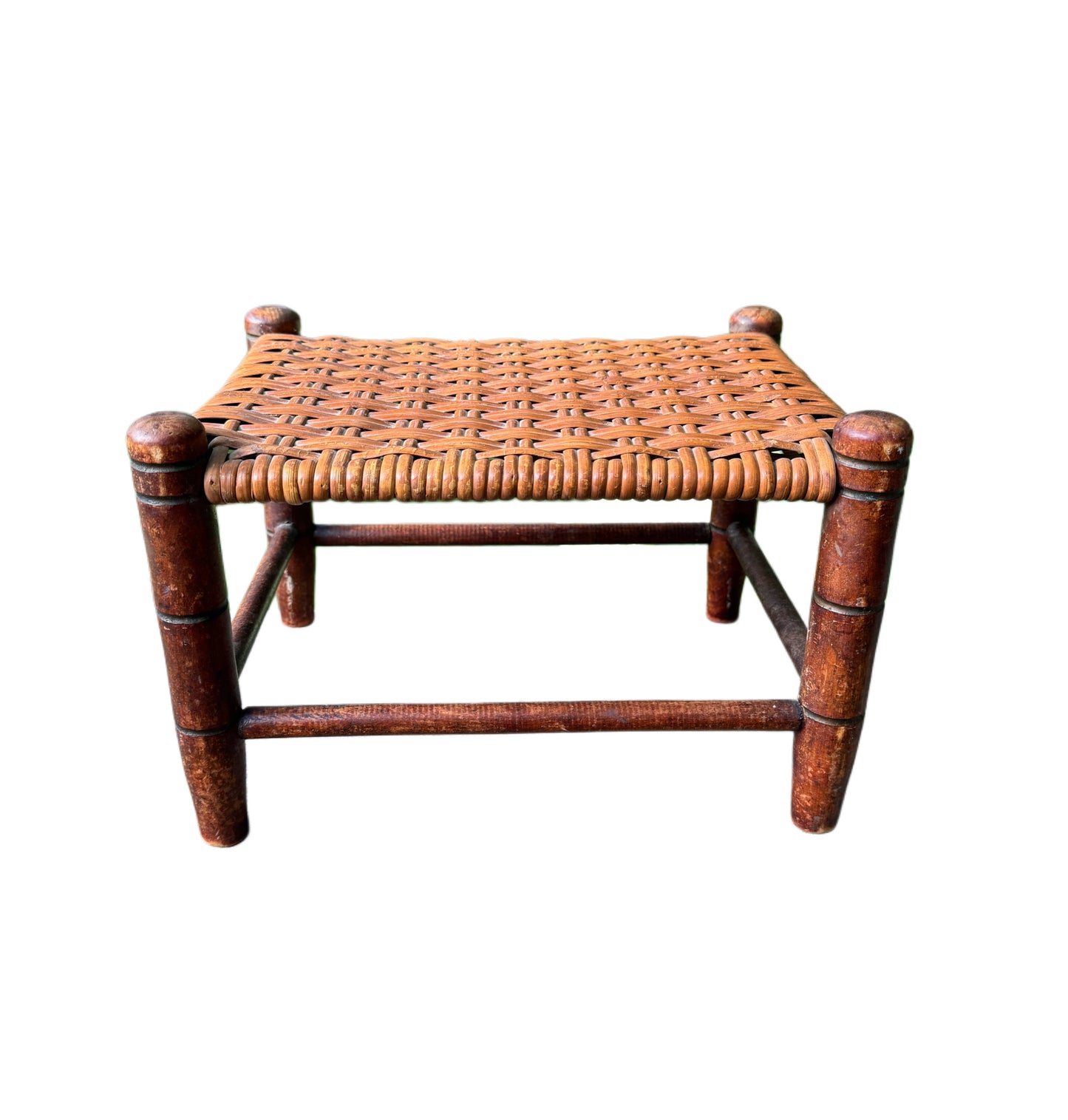 Antique Wood & Rattan Stool