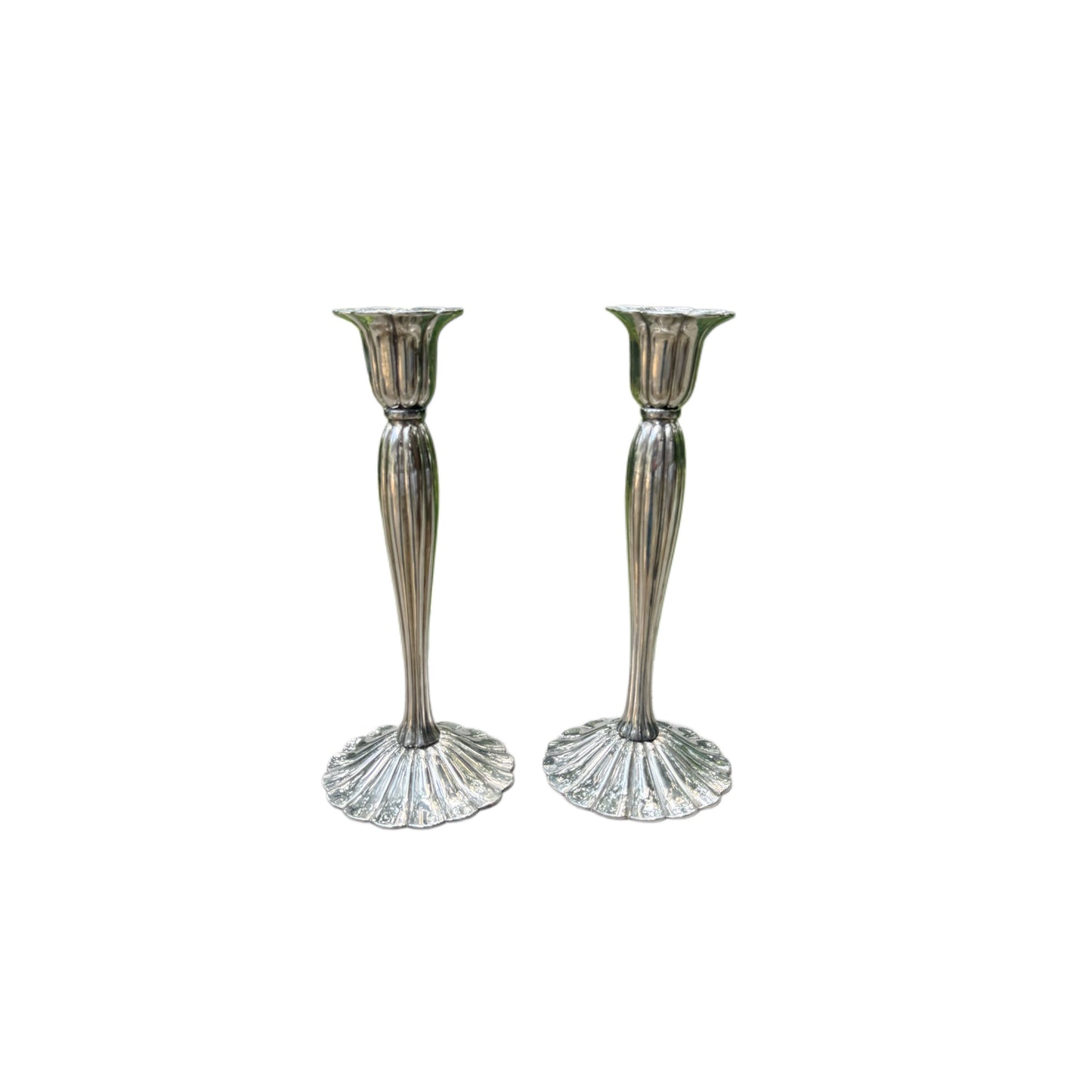 Silverplated Scalloped Candlestick Holders