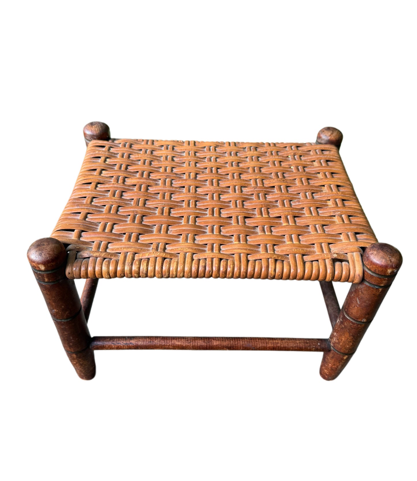 Antique Wood & Rattan Stool