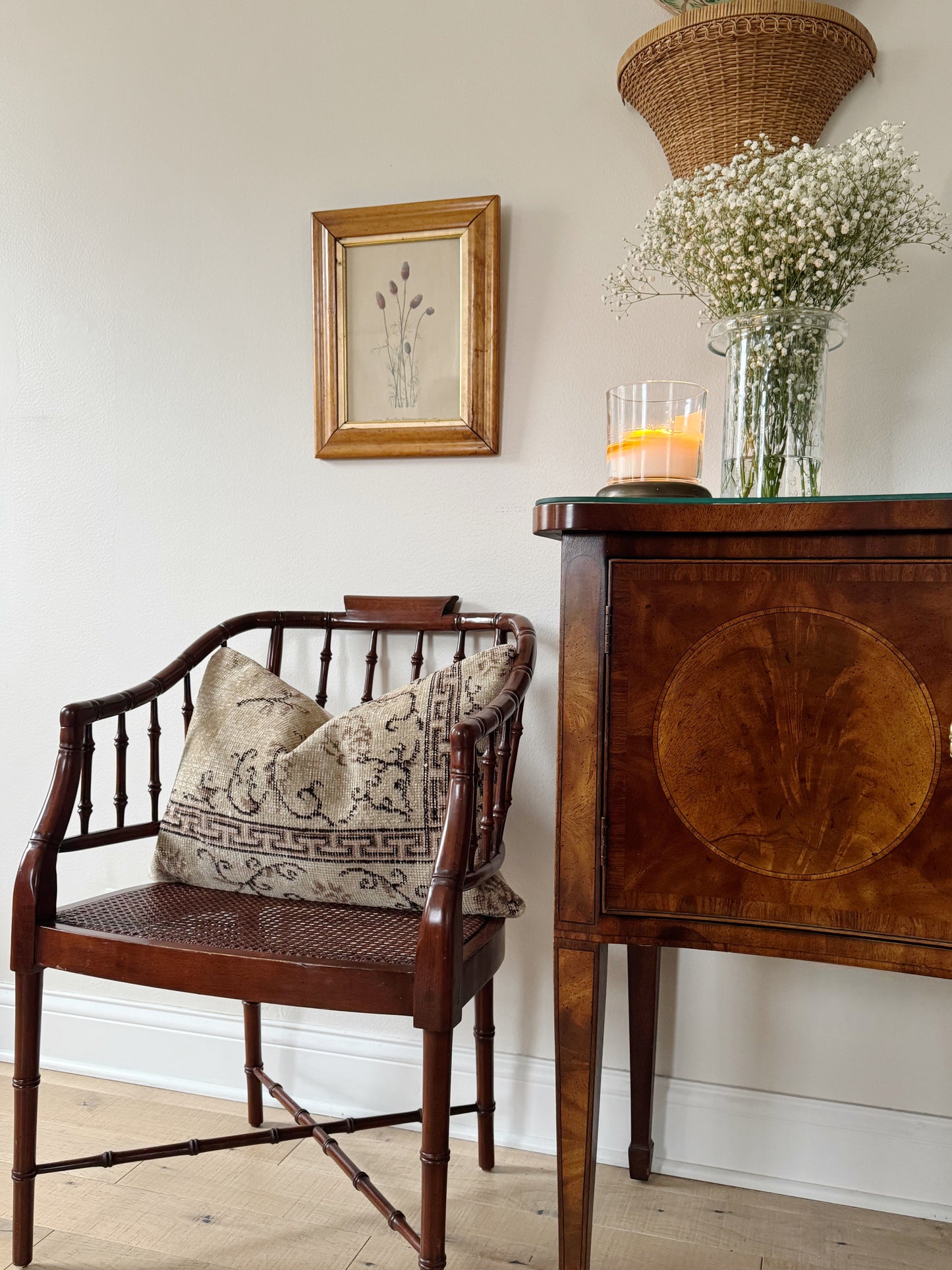 Vintage Turkish Kilim Pillow, Greek Key Large