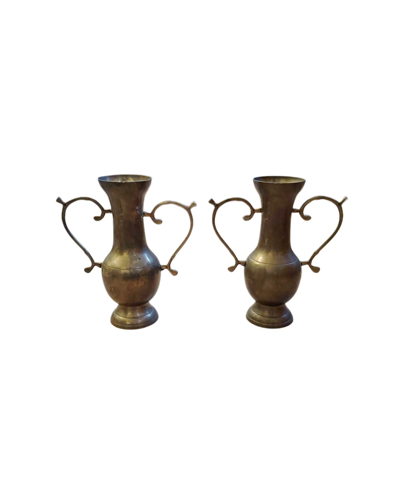 Pair of Vintage Brass Trophy Vases