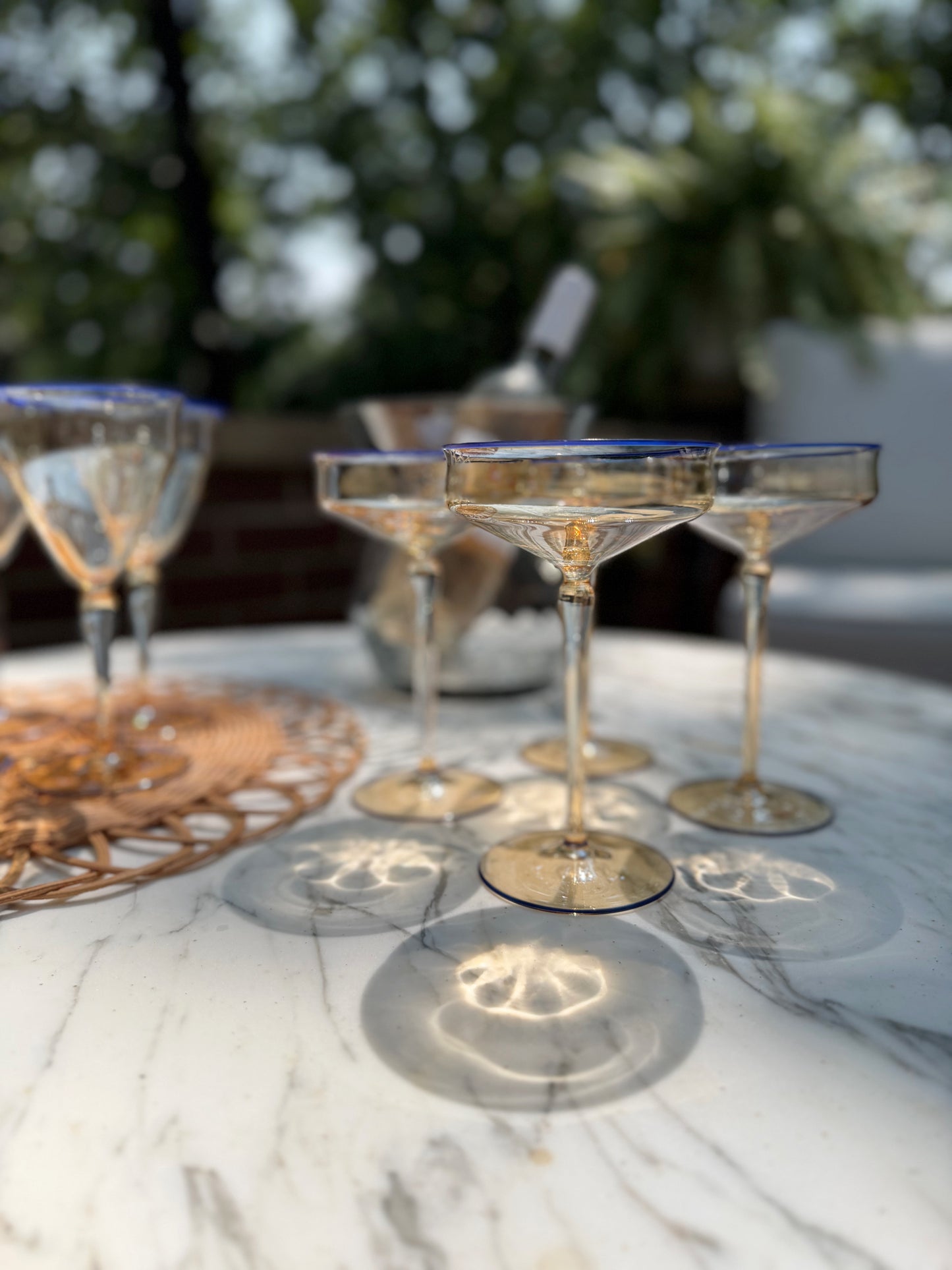 Vintage Italian Amber Coupe Glasses, Set of 2