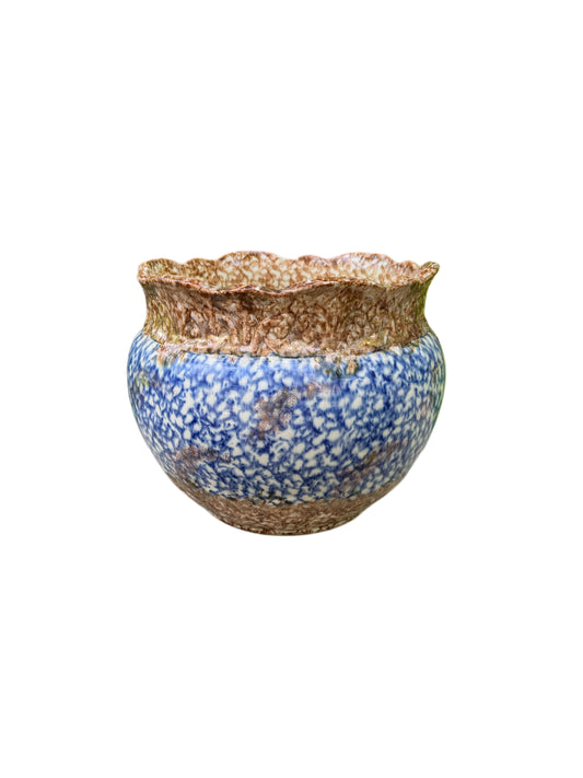 Antique Spongeware Pottery Planter