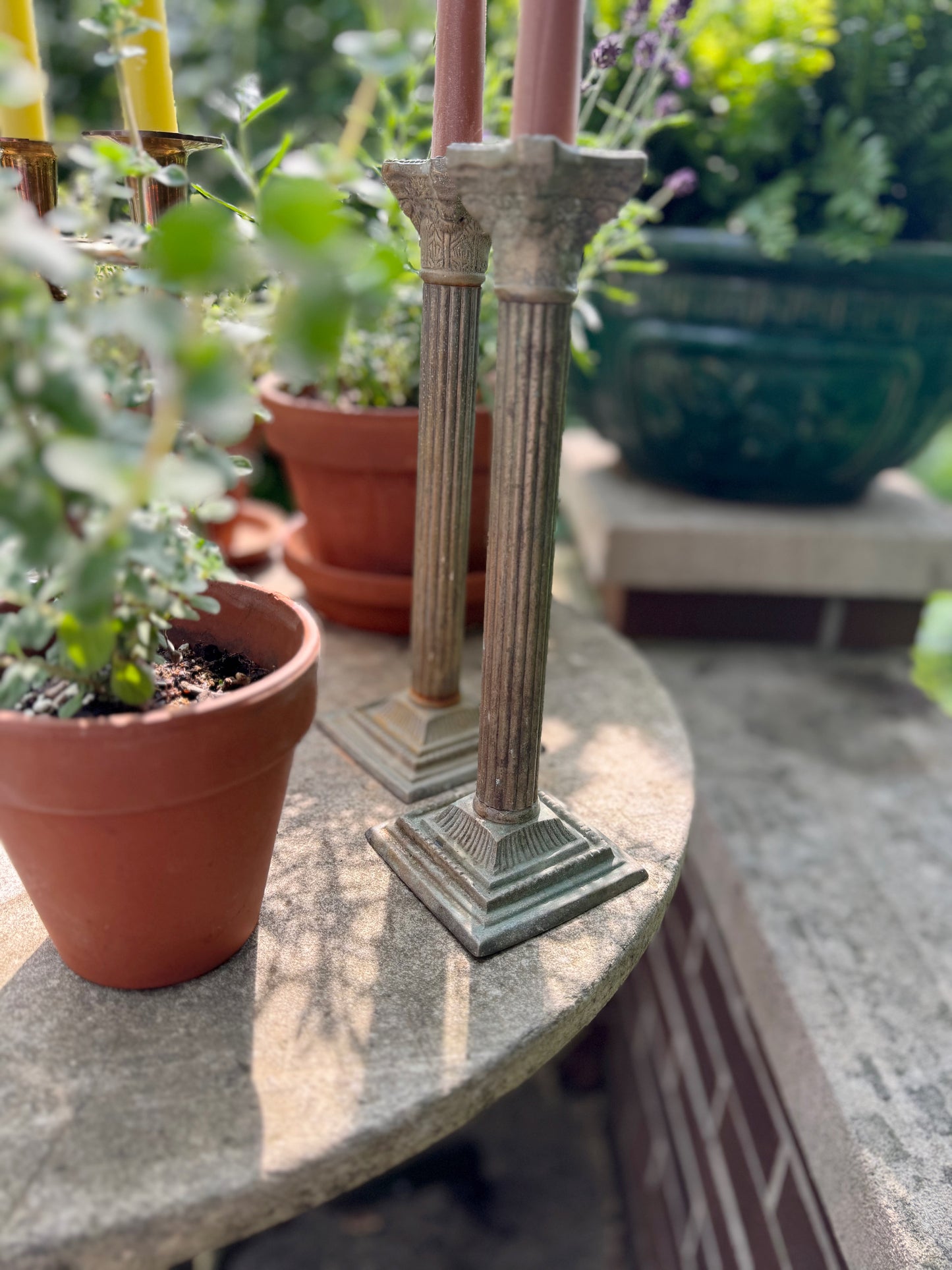 Corinthian Brass Candlestick Holders