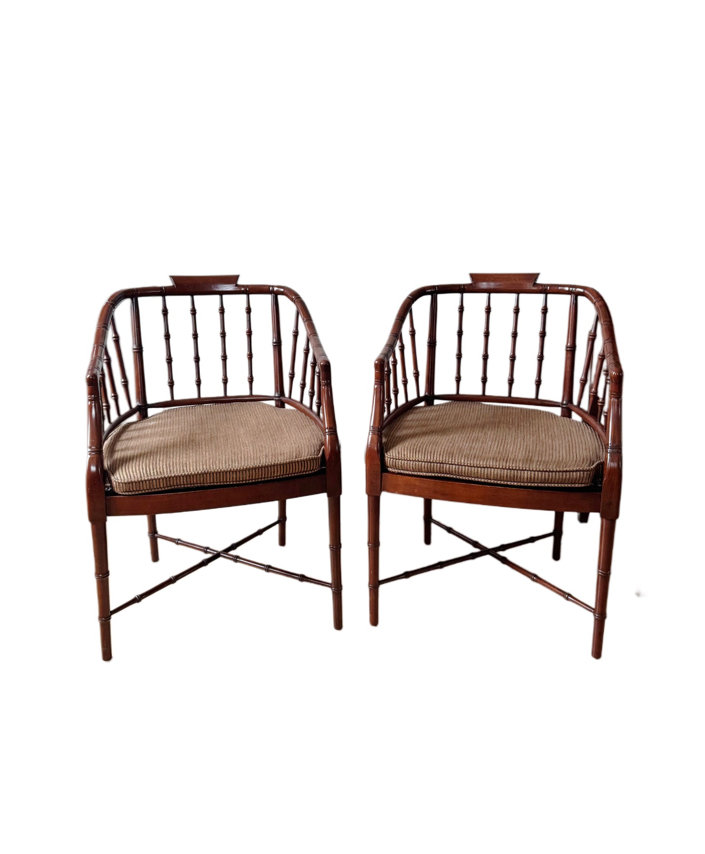 Faux Bamboo and Cane Regency Chairs, Pair