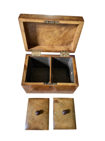 Antique Victorian Burr Walnut Tea Caddy