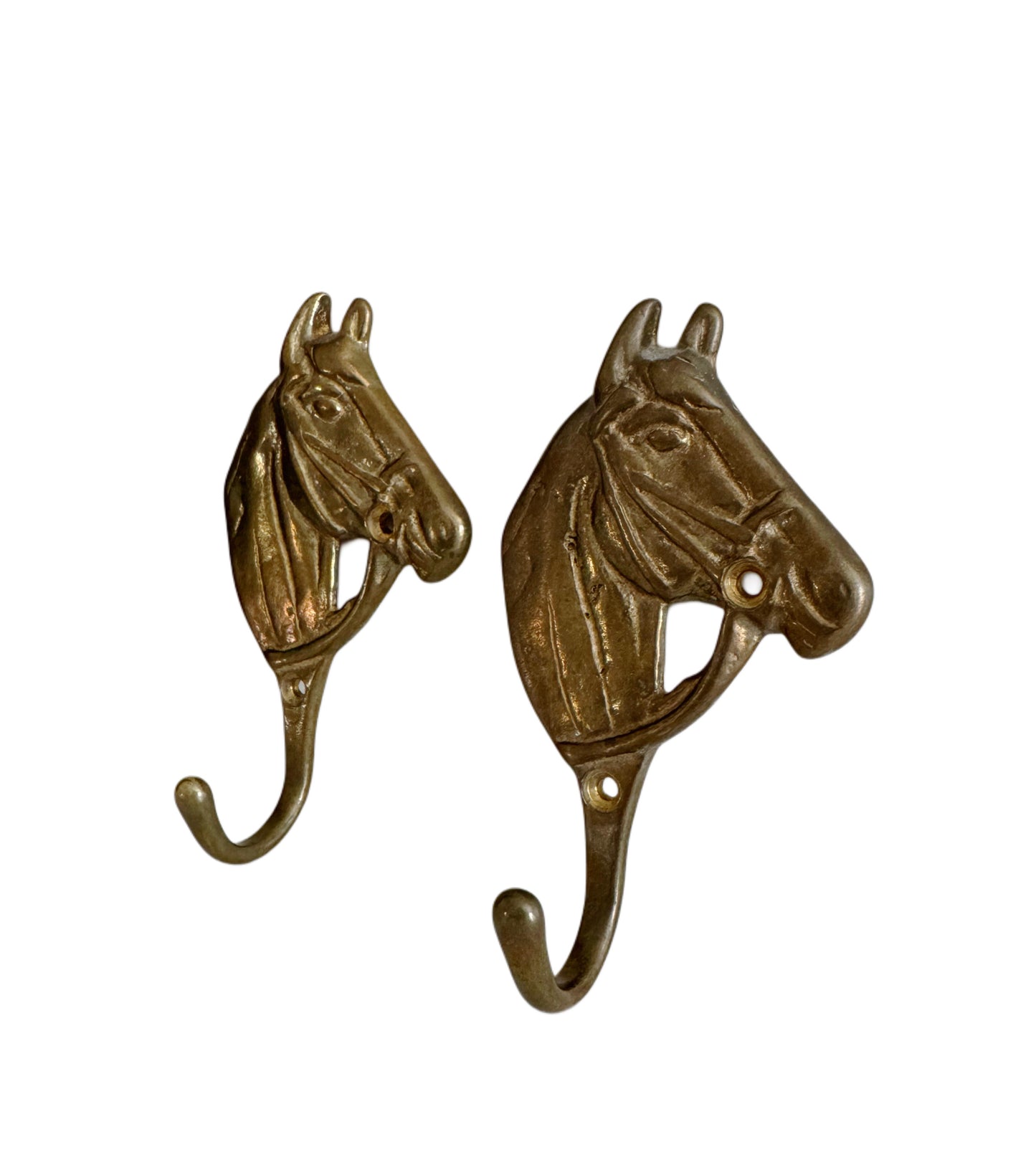 Brass Horse Wall Hooks, Pair