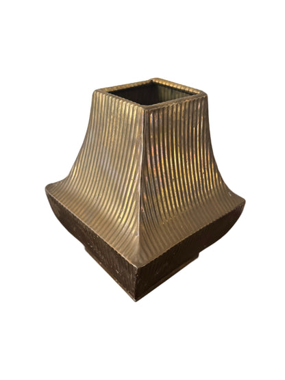 Ribbed Brass Vase
