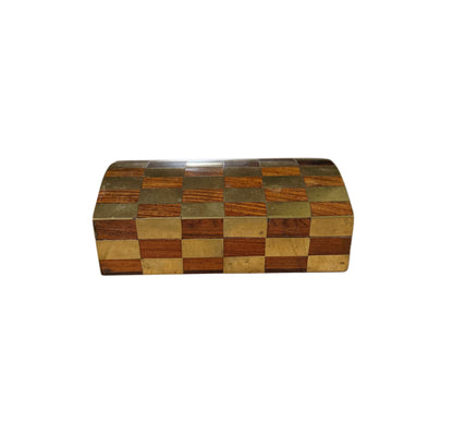 Vintage Italian Rosewood & Brass Checkerboard Box