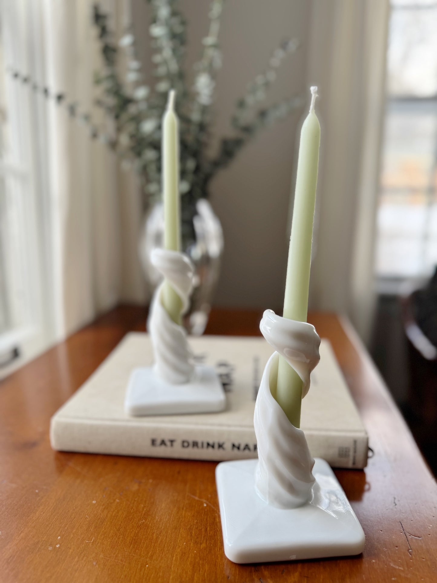 Pair of Westmoreland Milk Glass Candlestick Holders