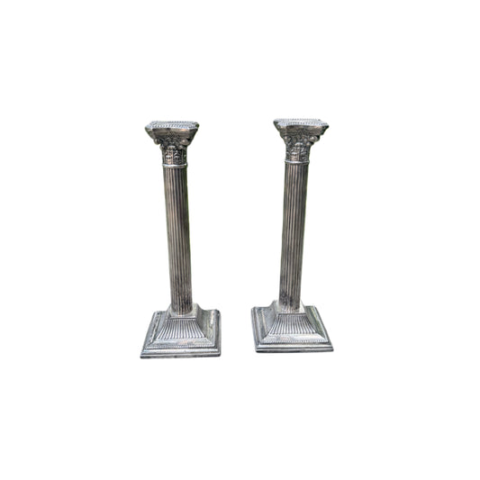 Silverplated Neoclassical Candlestick Holders