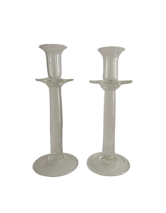 Handblown Glass Candlestick Holders