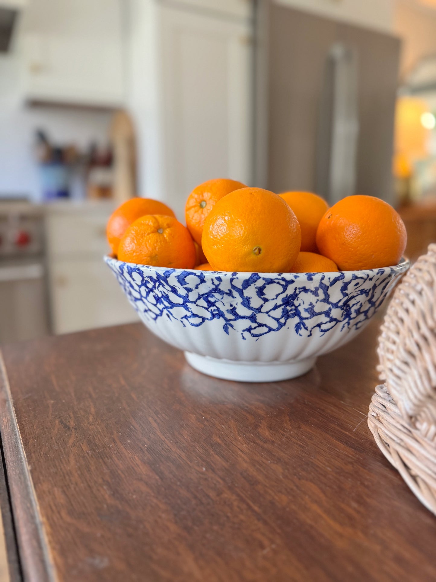 Italian Blue and White Spongeware Bowl