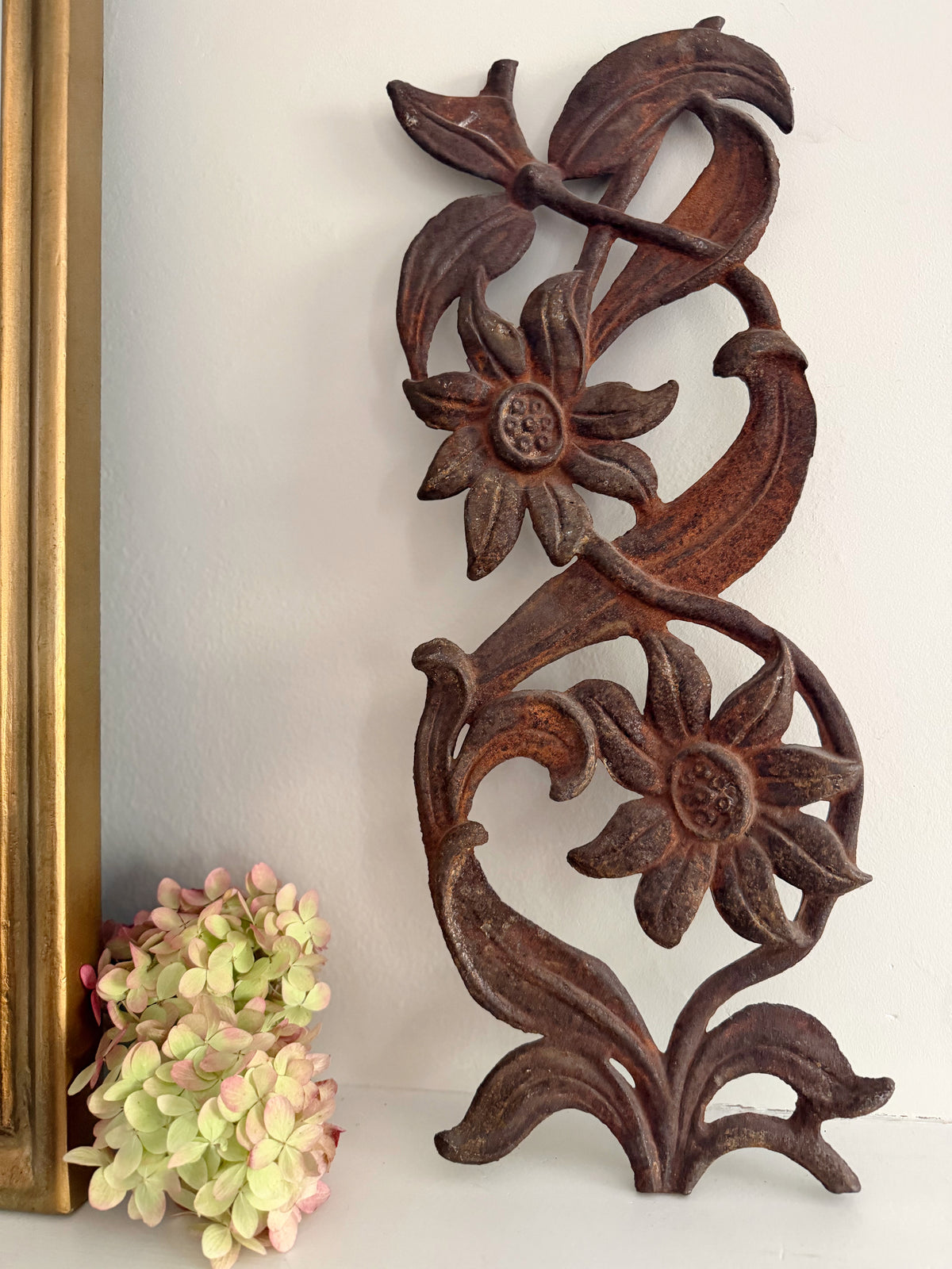 Vintage Cast Iron Sunflower Wall Sculpture