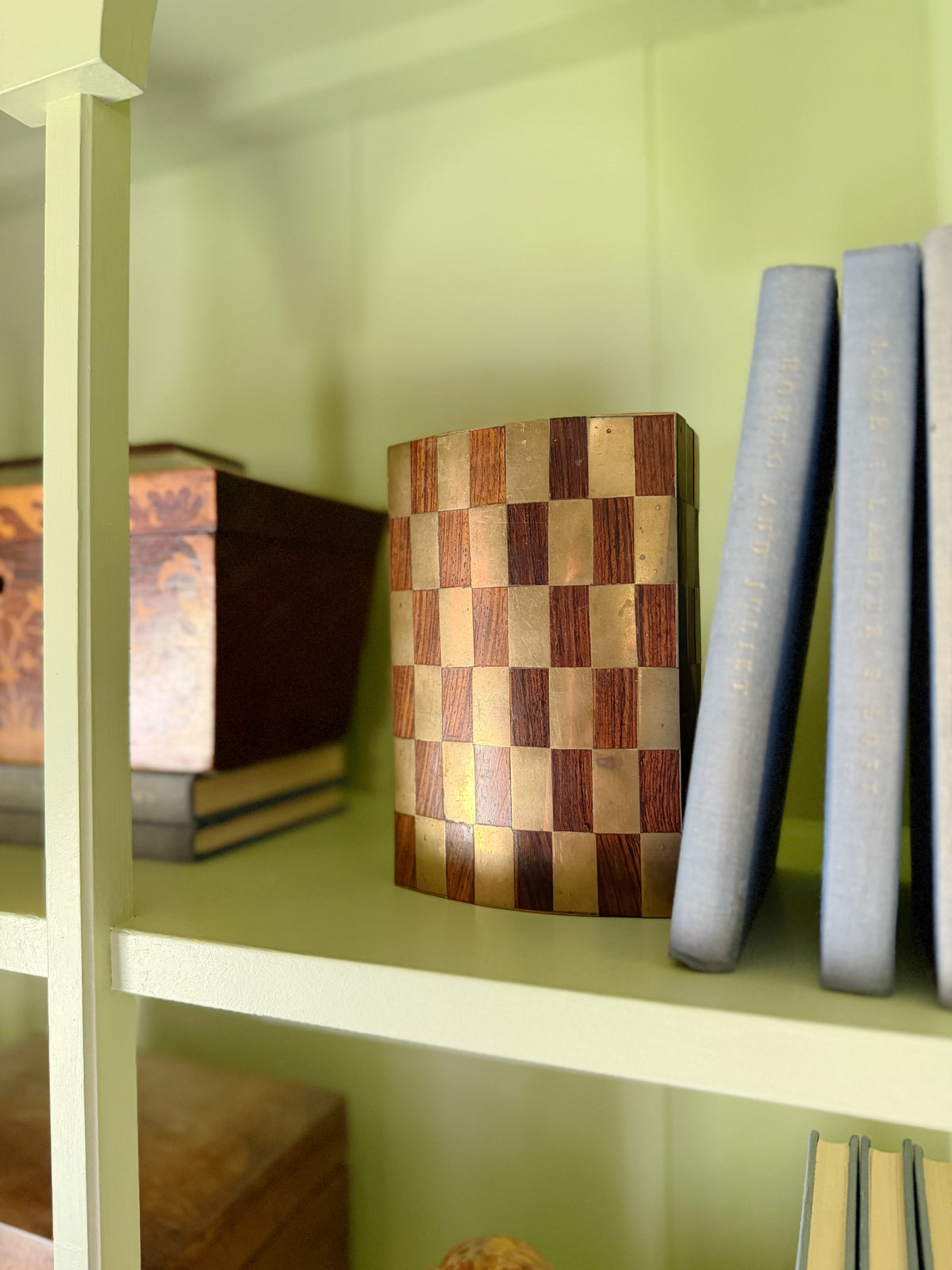 Vintage Italian Rosewood & Brass Checkerboard Box