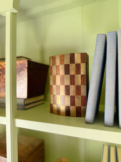 Vintage Italian Rosewood & Brass Checkerboard Box