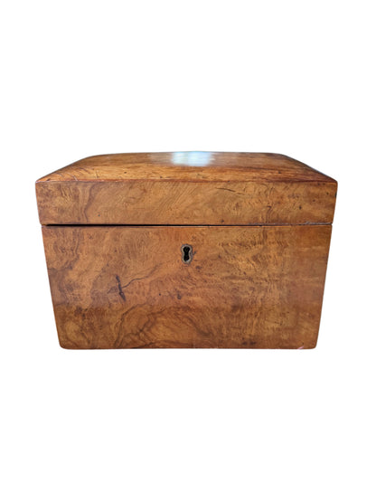 Antique Victorian Burr Walnut Tea Caddy