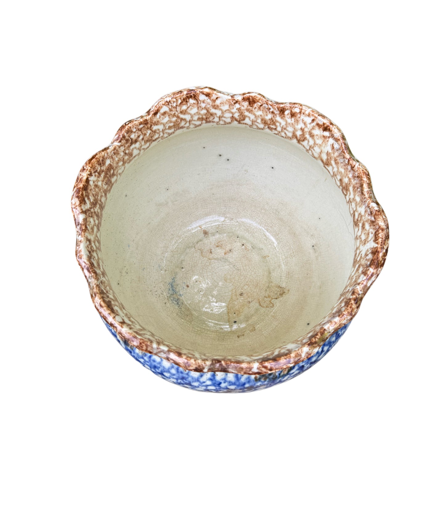 Antique Spongeware Pottery Planter