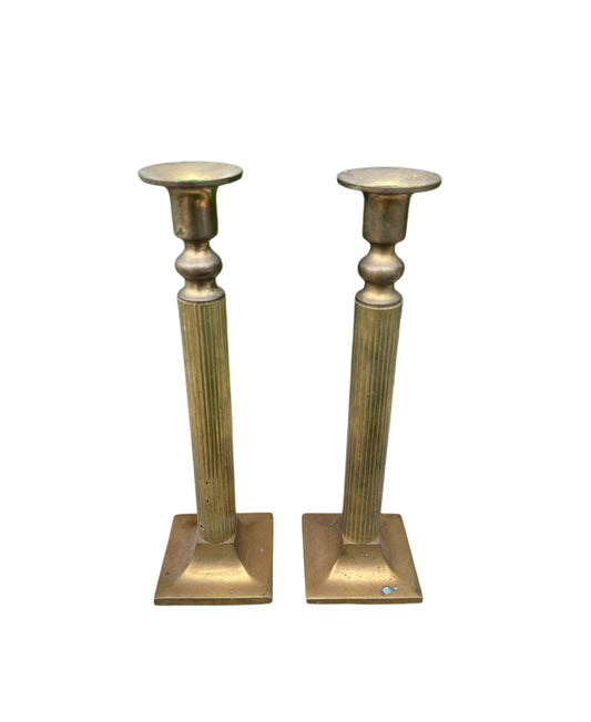 Neoclassical Brass Candlestick Holders