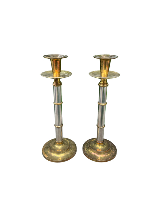 Brass & Chrome Candlestick Holders