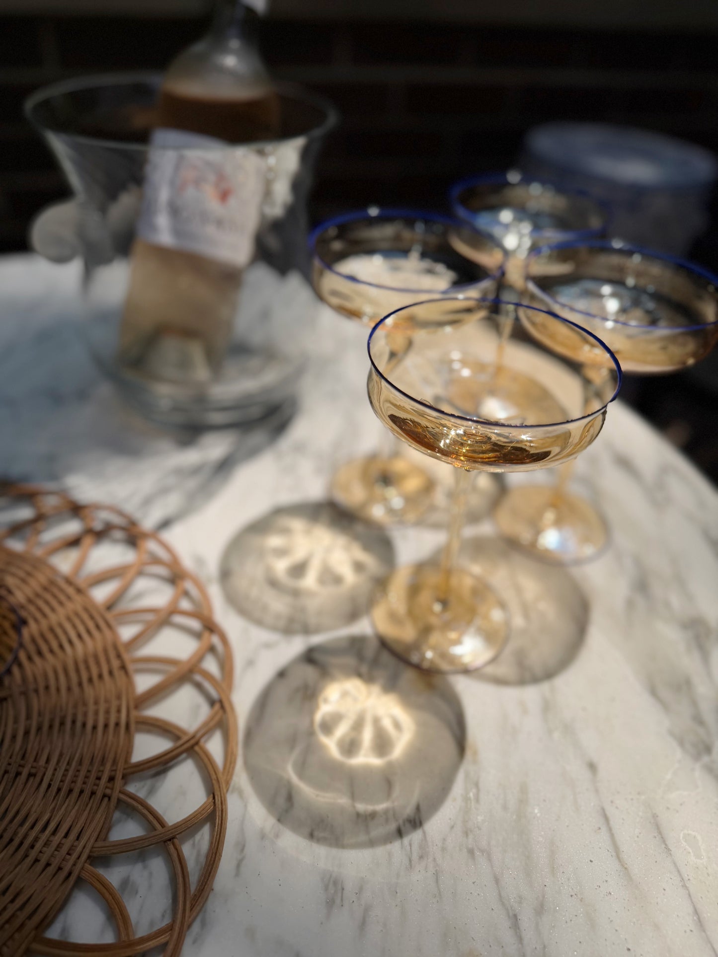 Vintage Italian Amber Coupe Glasses, Set of 2