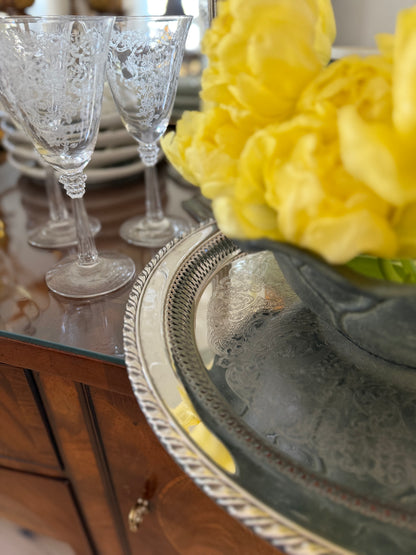 Vintage Engraved Silver Plate Tray
