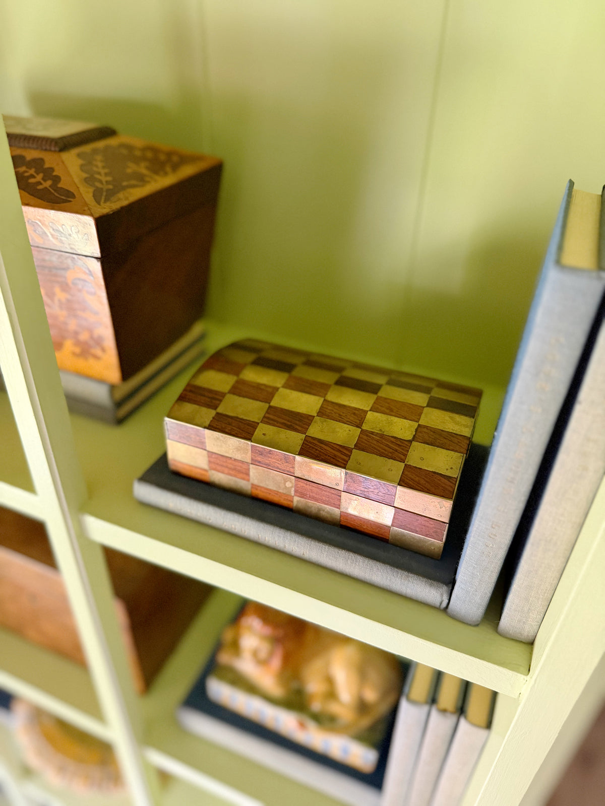 Vintage Italian Rosewood & Brass Checkerboard Box