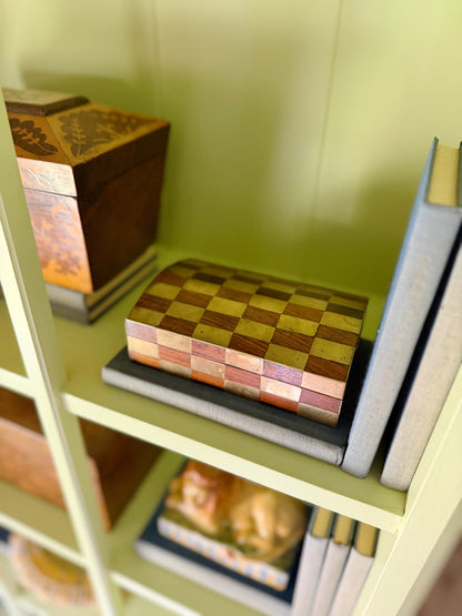 Vintage Italian Rosewood & Brass Checkerboard Box