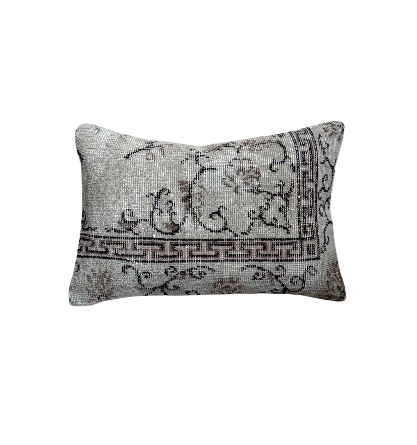 Vintage Turkish Kilim Pillow, Greek Key Large