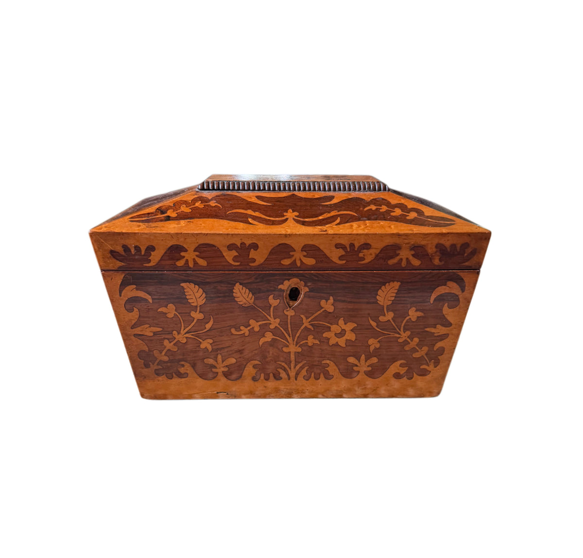 Antique Victorian Rosewood & Bird's-Eye Maple Sarcophagus Box