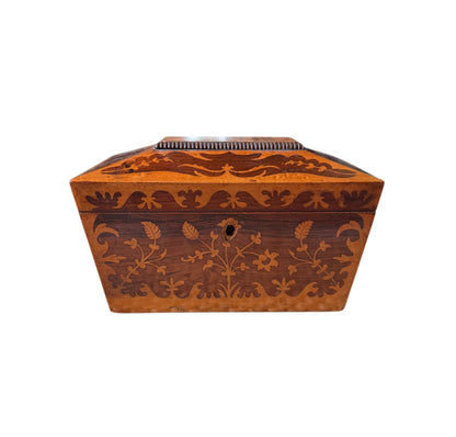 Antique Victorian Rosewood & Bird's-Eye Maple Sarcophagus Box