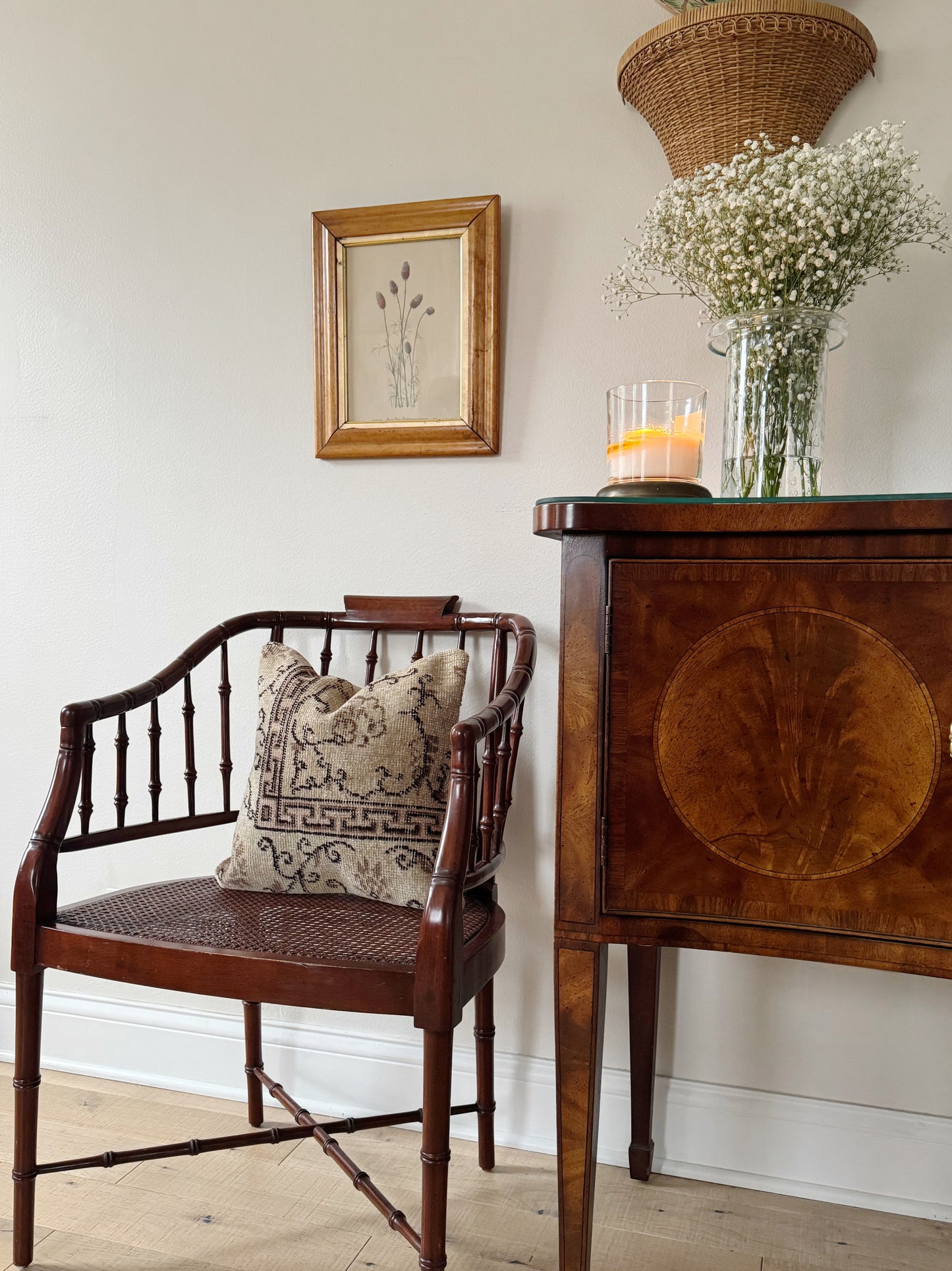 Faux Bamboo and Cane Regency Chairs, Pair