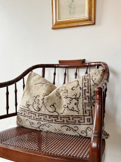 Vintage Turkish Kilim Pillow, Greek Key Large