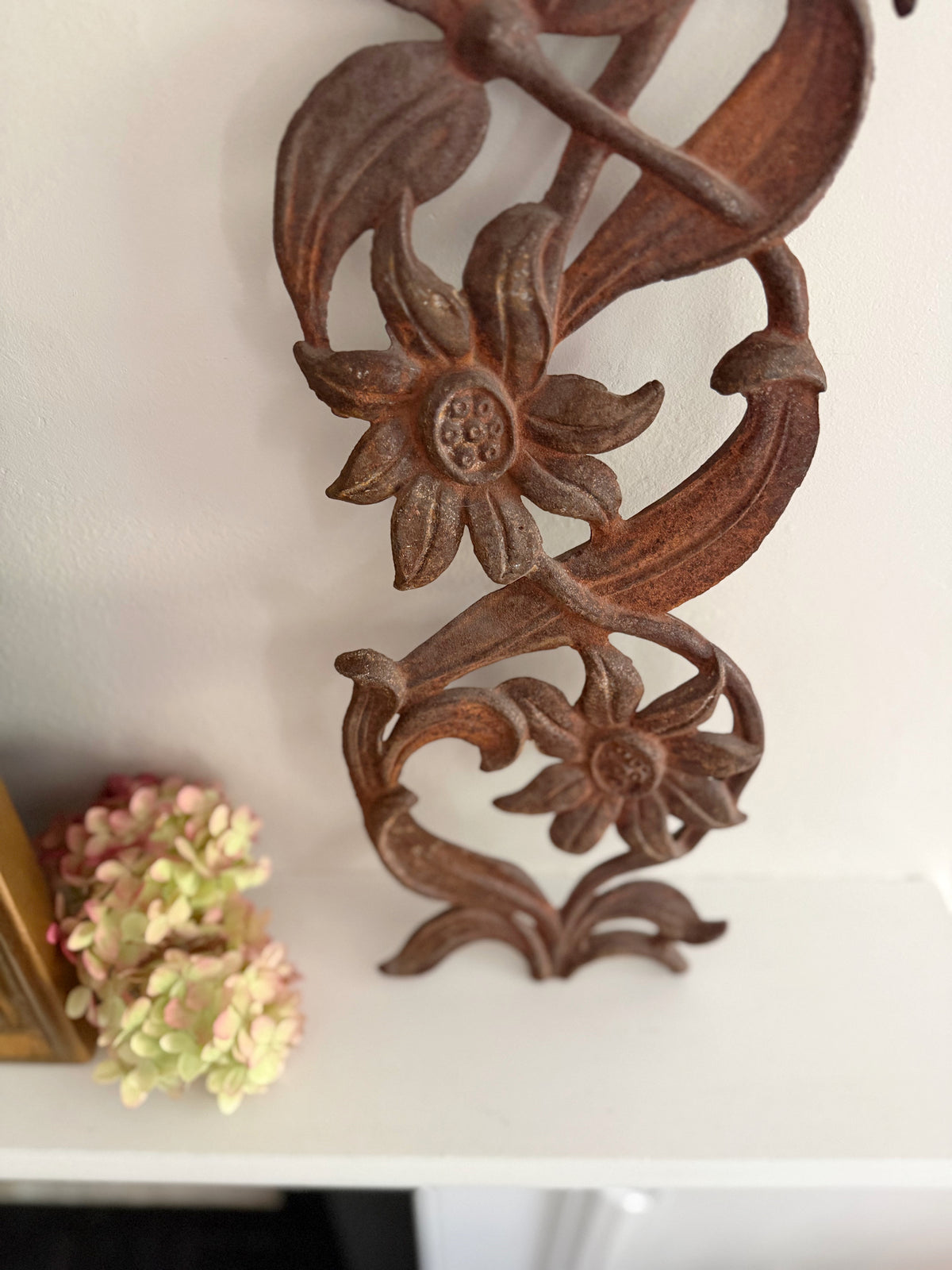 Vintage Cast Iron Sunflower Wall Sculpture
