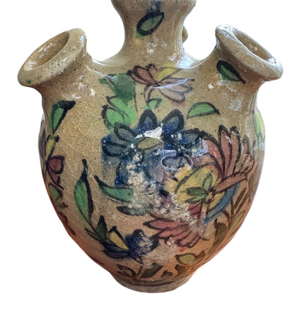 Hand-painted Persian Qajar dynasty tulip vase, glaze imperfection