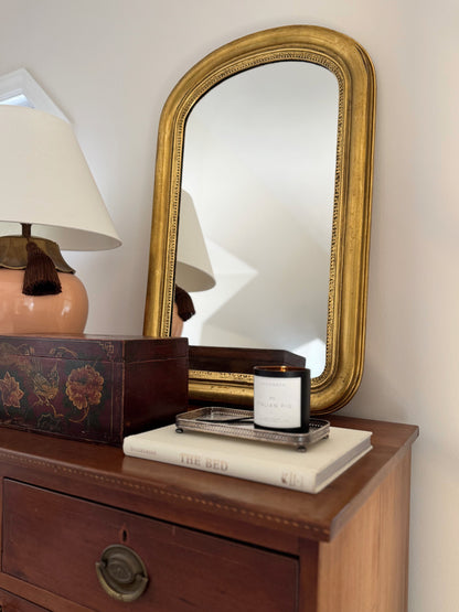 Antique Gilt Wood Arched Mirror