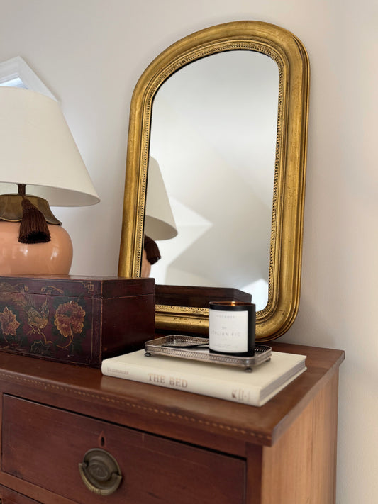 Antique Gilt Wood Arched Mirror