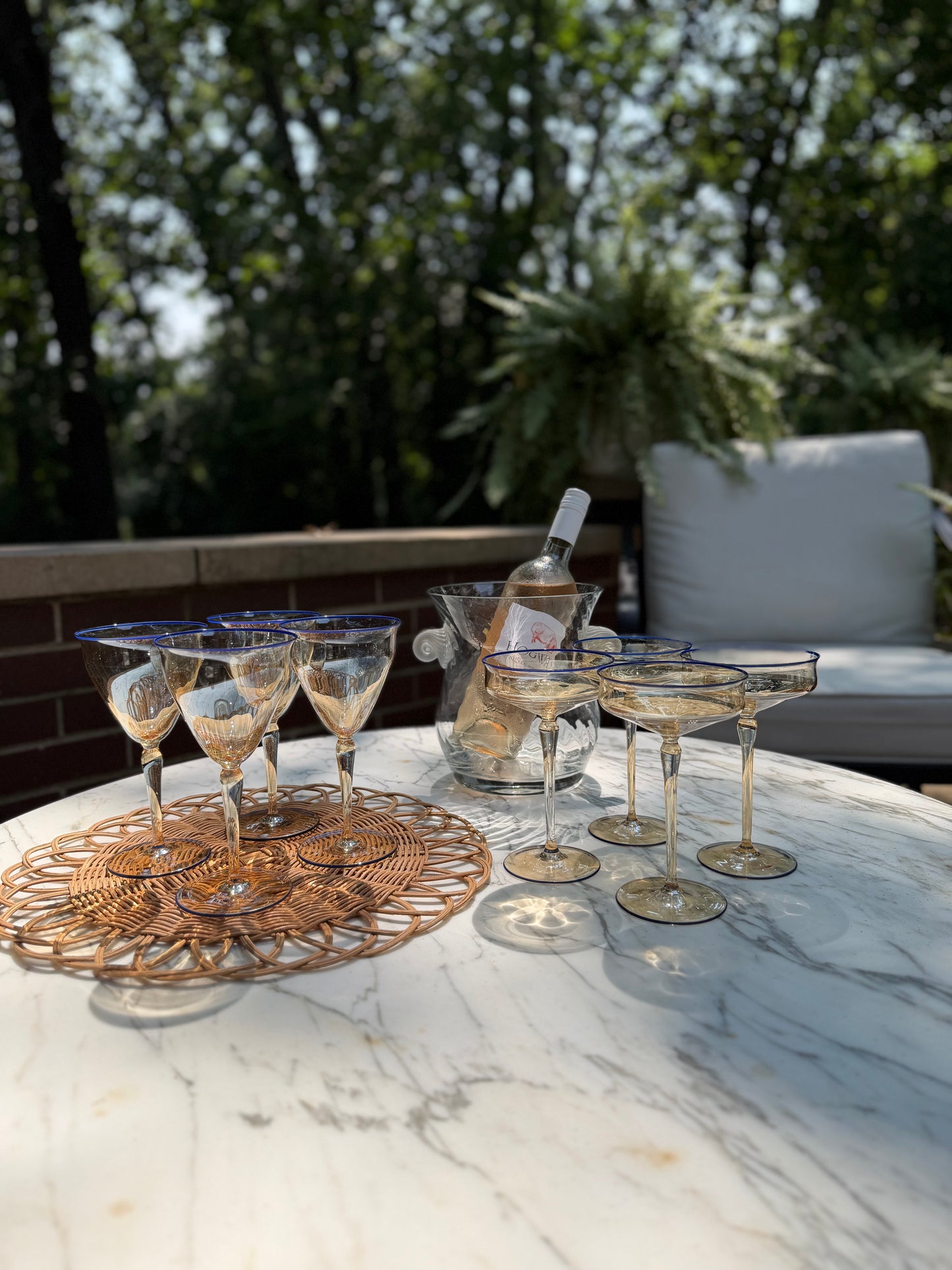 Vintage Italian Amber Wine Glasses, Set of 2