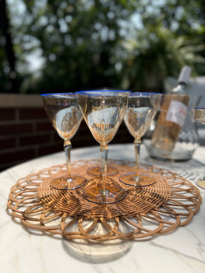 Vintage Italian Amber Wine Glasses, Set of 2