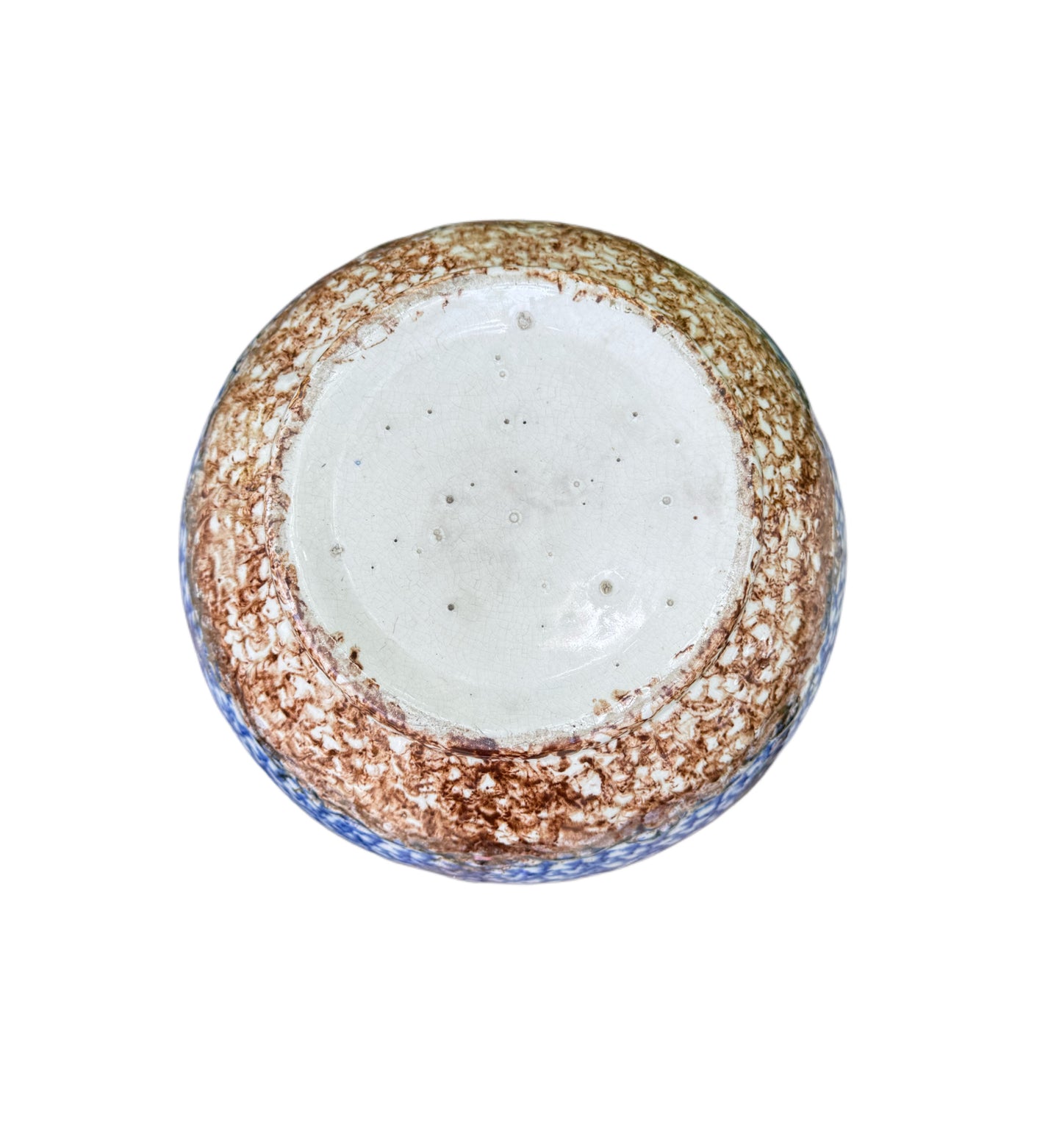 Antique Spongeware Pottery Planter