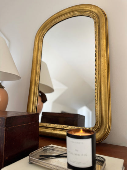 Antique Gilt Wood Arched Mirror