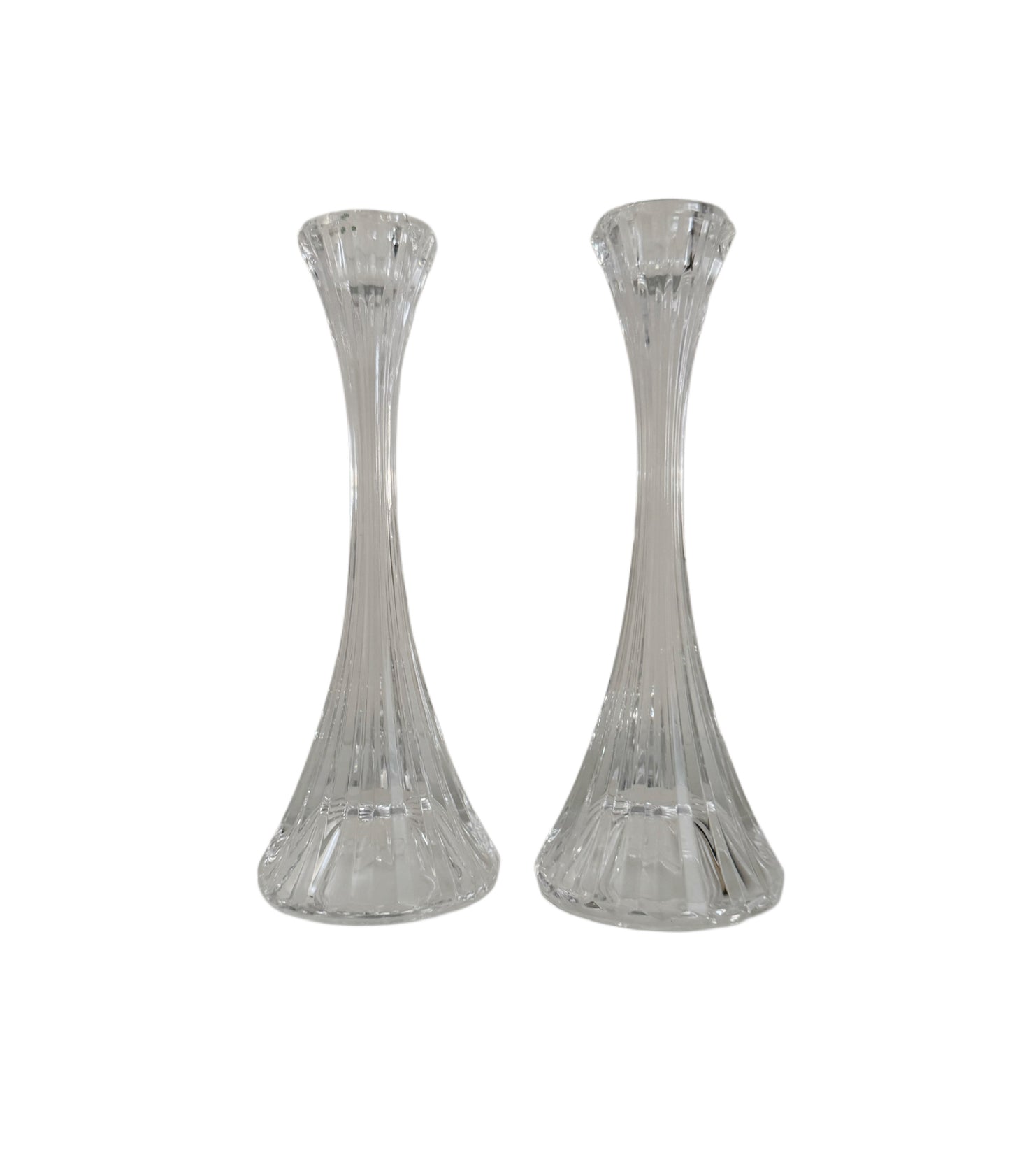 Pair of Crystal Ribbed Candlestick Holders