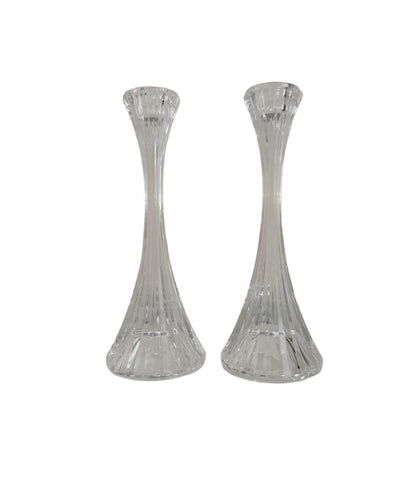 Pair of Crystal Ribbed Candlestick Holders
