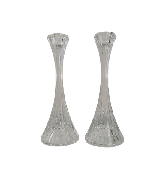 Pair of Crystal Ribbed Candlestick Holders